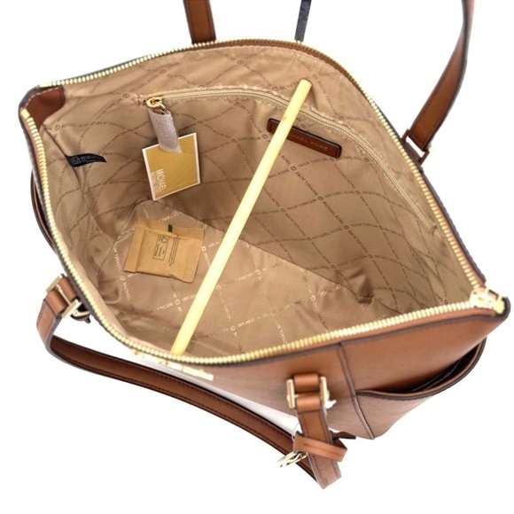 Michael Kors Large Charlotte Tote Bag Luggage Brown - Picture 8 of 10